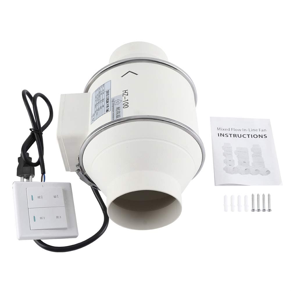 Yosoo High Efficiency Inline Duct Fan Air Extractor Bathroom Ventilation System 110V US Plug (4inch)