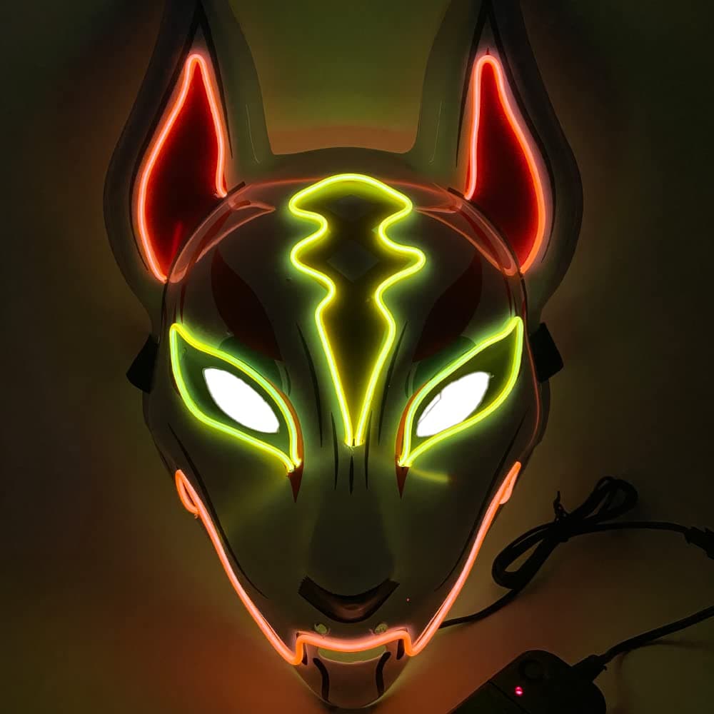 Fox Mask Light Up Drift Masks Wolf LED Colour Cosplay Glowing Decorations Masks Gift Costume Child Adult Festival Party Mask