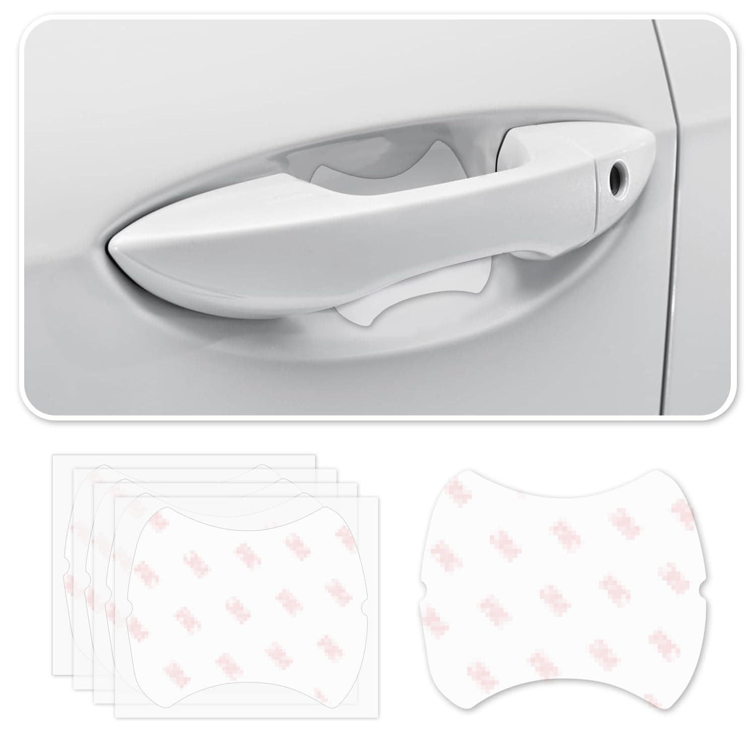 4Pcs Car Door Handle Protector,Waterproof Anti-Scratch Stickers Covers,Transparent Universal Car Door Handle Protector Accessories