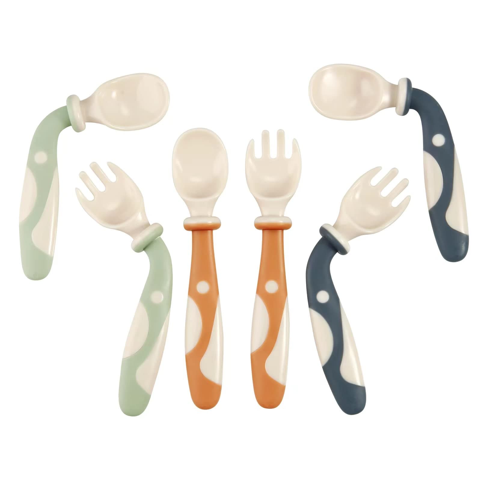 PandaEar 3 Sets Baby Bendable Spoons Forks, Feeding Training Spoon Flatware Utensils for Kids Toddlers Children and Infants, Easy Grip
