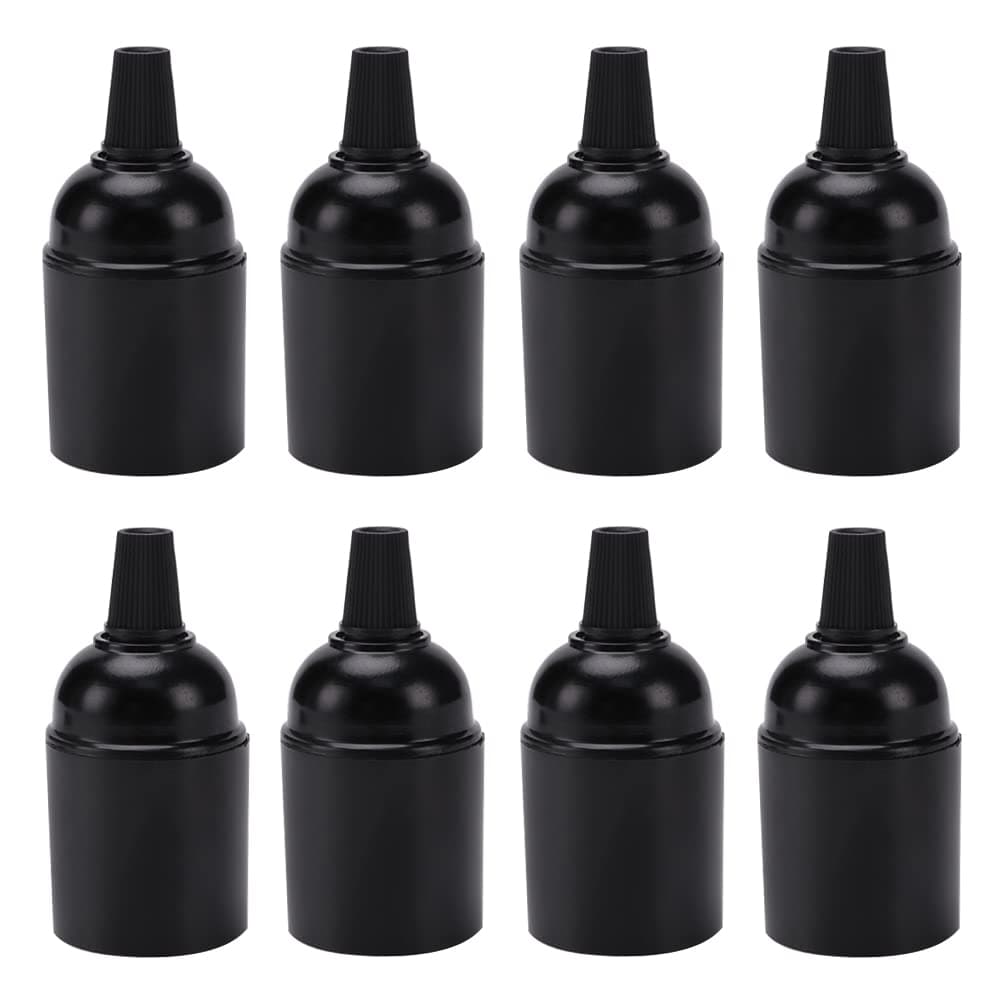 VooGenzek 8-Piece Vintage Bakelite Edison Screw Lampholder, Black E27 Light Socket with Screwdriver, for DIY Pendant Socket