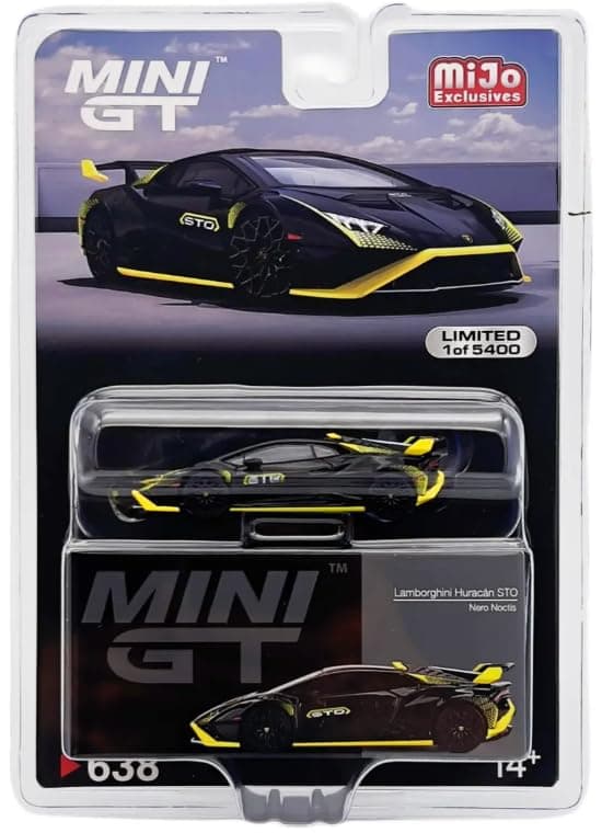 Truescale Miniatures True Scale Model Car Compatible with Lamborghini Huracán STO Nero Noctis Limited Edition 1/64 Diecast Model Car MGT00638
