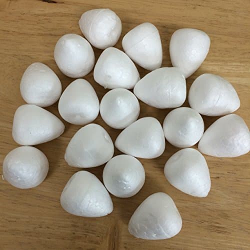PEPPERLONELY 20PC White Styrofoam Cone Shape Balls, DIY Bubble Ball for Nylon Stocking Flower Accessories and Wedding, Party, School and Modeling Projects, 3.5 x 3cm (1-3/8 x 1-3/16 Inch)