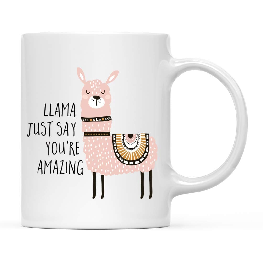 Andaz Press 11oz. Funny Pun Llama Coffee Mug Gift - 'Just Say You're Amazing' Graphic Cup for Coworkers, Women - Novelty