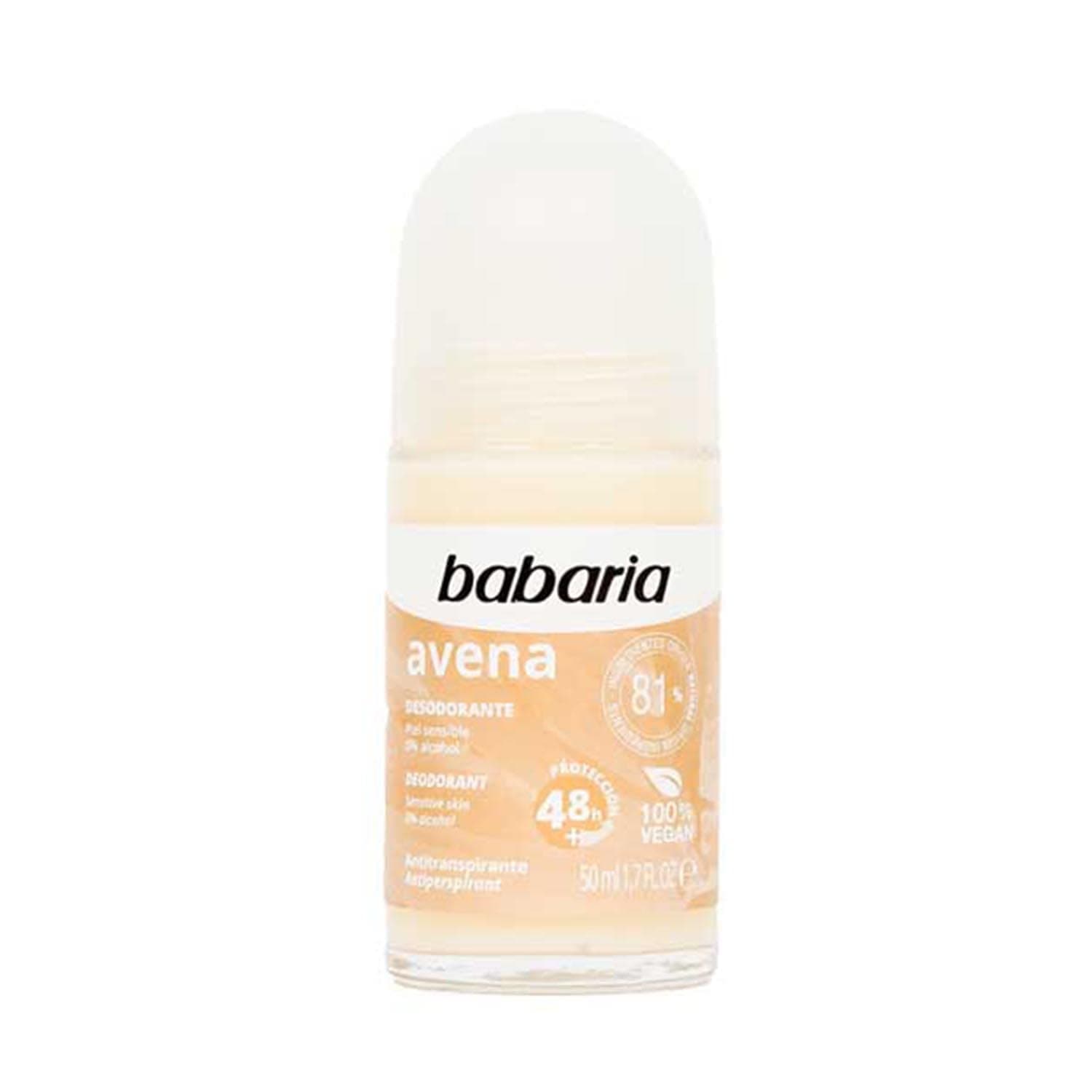 Babaria - Rollon Avena Deodorant - Deodorant for Sensitive Skin - 0% Alcohol - Antiperspirant - 50 ml