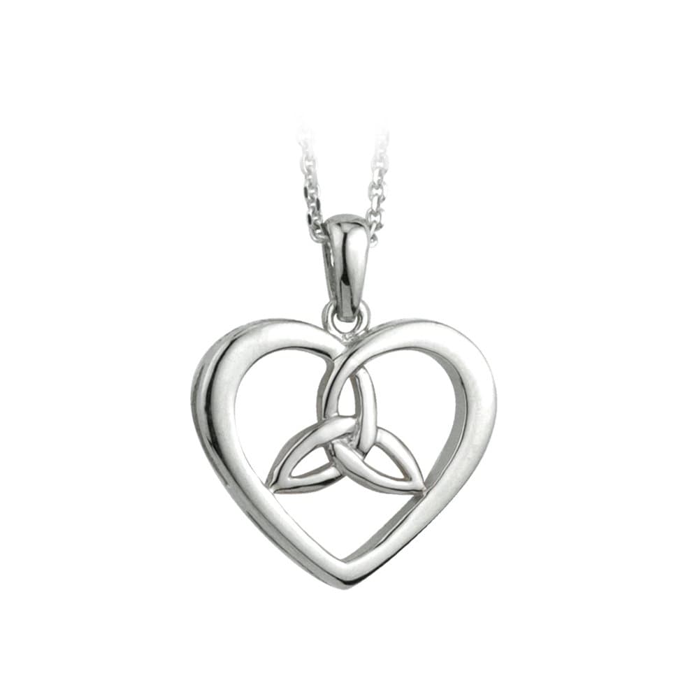 Heart & Trinity Knot Necklace Sterling Silver Irish Made