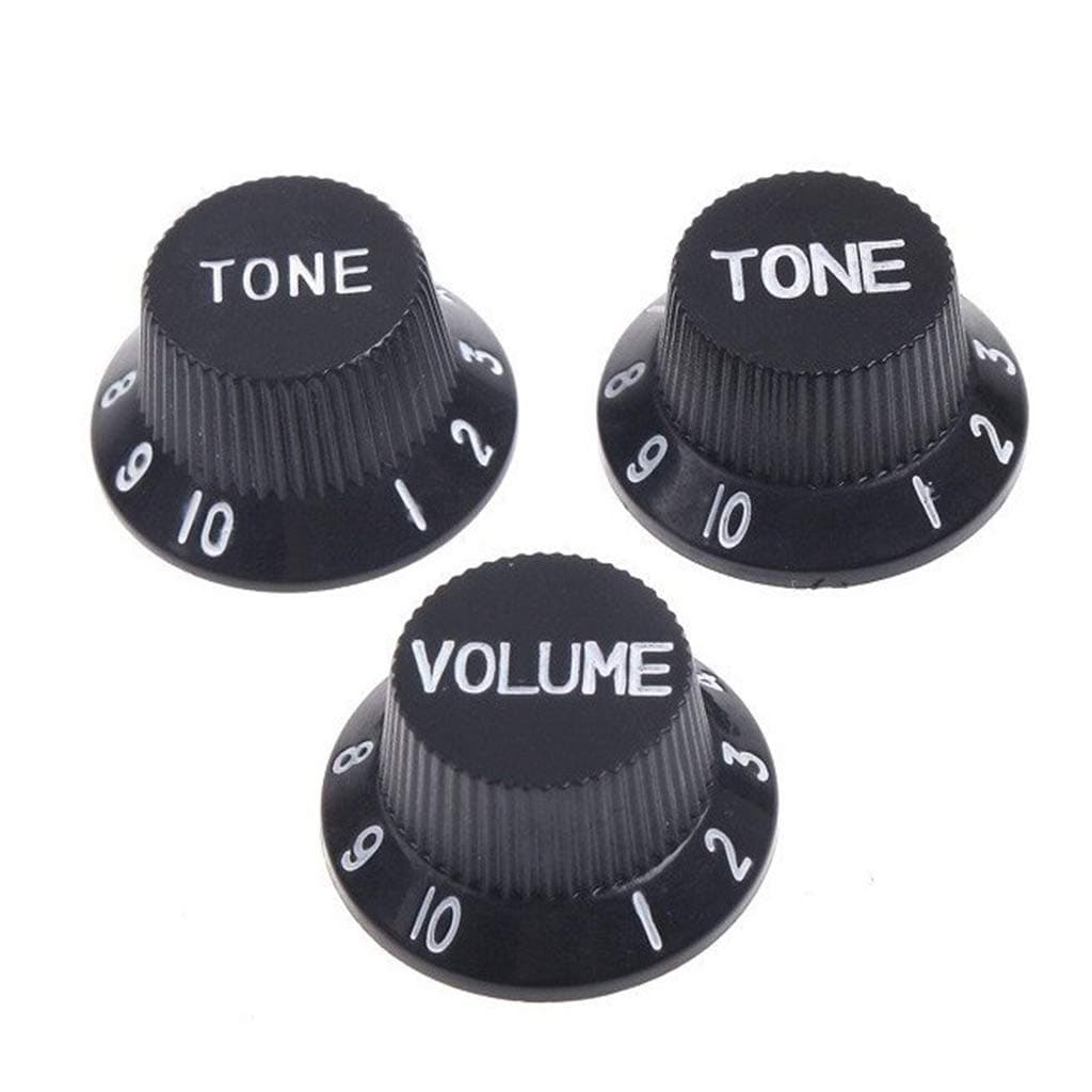 Guitar Control Knobs 1 Volumn 2 Tone Fits Metric Pots Knobs Compatible For Fdstrat Stratocaster Style Electric Guitar Parts. (Black)