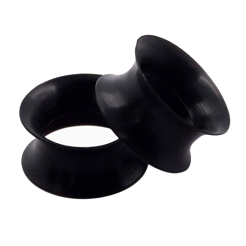 Qmcandy1/2/9 Pairs Black Thin Silicone Flexible Ear Skin Hollow Tunnels Plugs Piercing 8g-1 inch