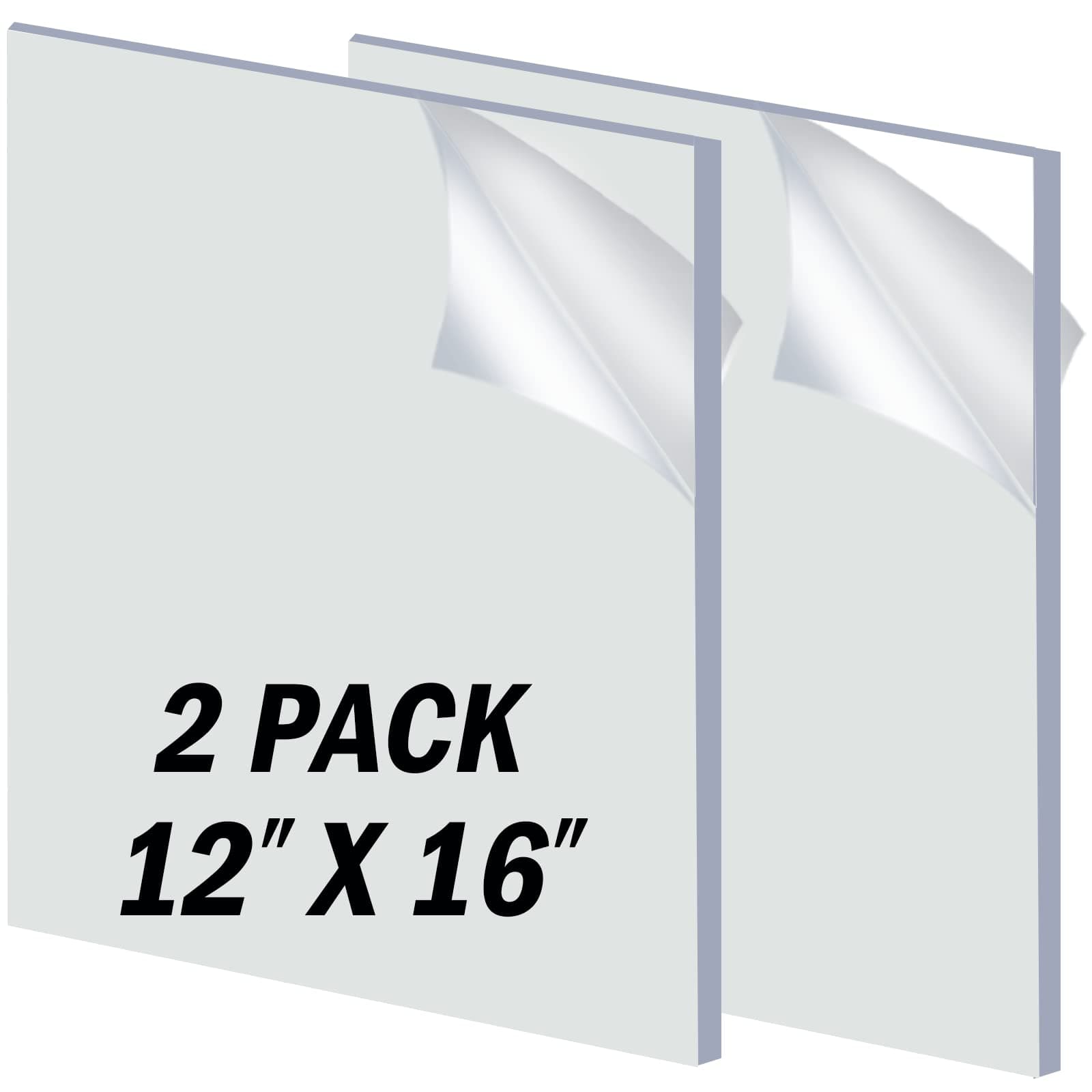 Clear Acrylic Sheet 12" x 16" x 1/4" Thick 2 Pack, 6mm Cast Plexiglass Sheets Ideal for Sign Size, Craft Projects, Display Cases, Cover, Box, 12x16 Plexi Glass Panel Cut with Laser, Power Saw or Drill