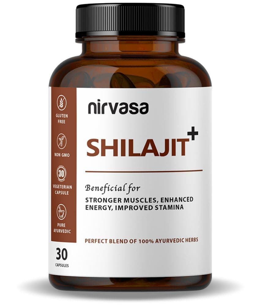 Nirvasa Pure Shilajit/Shilajeet (800mg) 30 Capsules | Boost Strength, Stamina, Energy & Immunity | Supports Vitality, Performance & Muscle Growth | Ashwagandha, Safed Musli & Kaunch Beej (Pack of 1)