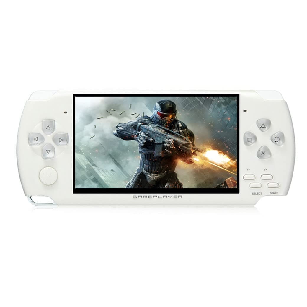 JXD 4.3 inch 8GB Handheld Portable Game Console Built in 1200+Real Video Games for gba/gbc/SFC/fc/SMD Games mp3/mp4/mp5/DV/DC Function (White)