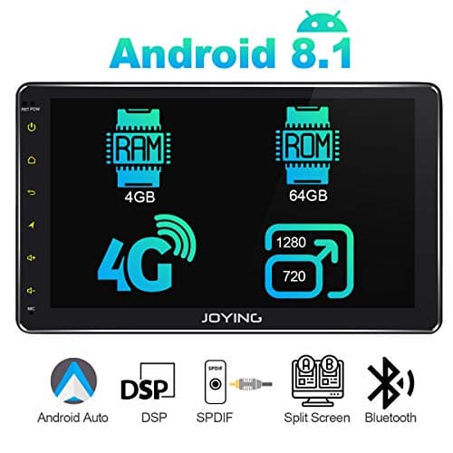 10.1 inch Single Din - JOYING Android 8.1 4GB + 64GB Car Stereo Built-in DSP LCD Touchscreen with 4G SIM Card Slot…