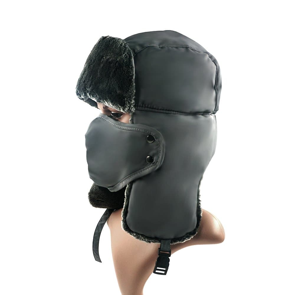 Winter Trooper Hat,Trapper Hat with Detachable Water Resistant Facemask Mask,Ear Flap Chin Strap with Windproof Mask