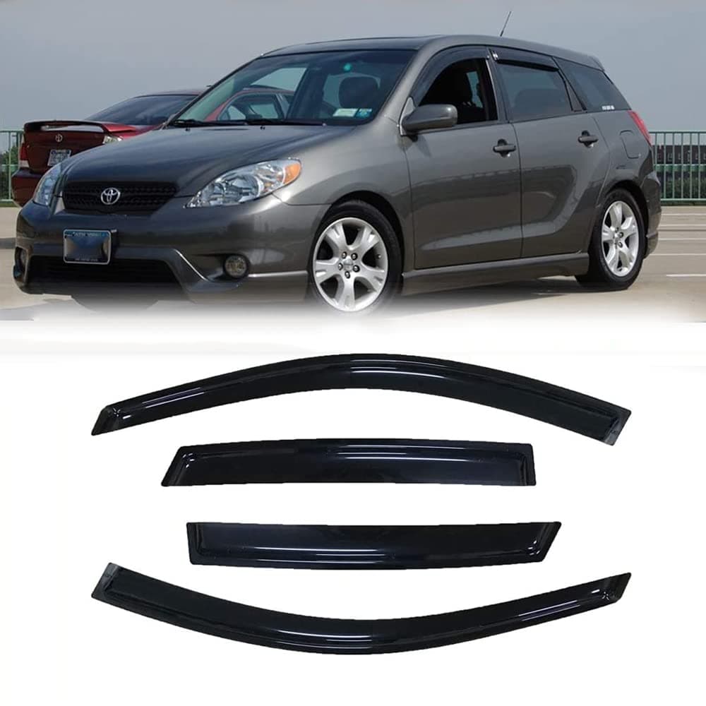 Kucaruce Original Side Window Wind Deflector, 4pcs Out-Channel Tape-On Nice Rain Guards Set, Vent Visor fit for 2003-2008 Pontiac Vibe/Toyota Matrix 94455