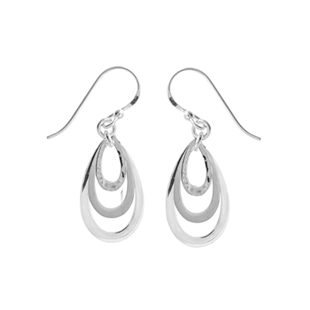 Boma Mixed Finish Sterling Silver Layered Teardrop Dangle Earrings