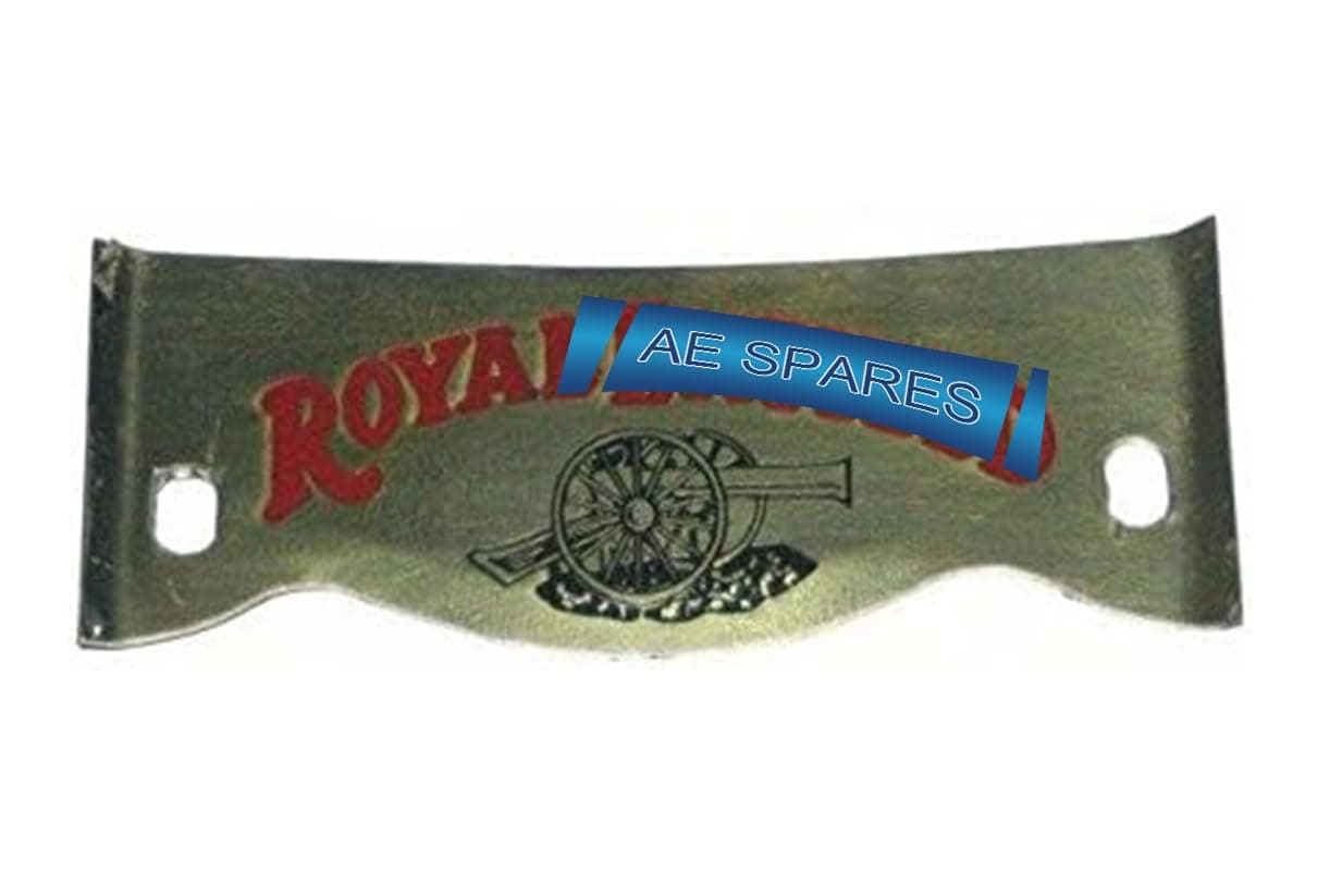 Vintage Look Brass Made Crown Plate With Red Black Cannon For Royal Enfield