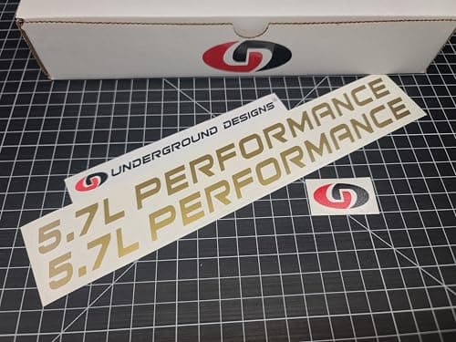 5.7L Performance Decals (2-Pack) Hemi V8 Hood Fender Racing Stickers Fits 2005+ Challenger Charger Ram Durango R/T 300C (Metallic Gold, 3/4" H x 11.5" L)