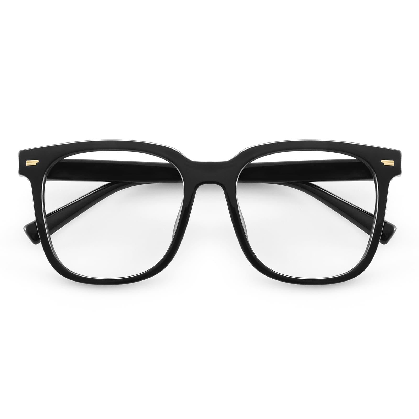 PANNER Oversized Square Blue Light Blocking Glasses for Women Men Anti Glare Reduce Eyestrain Computer Glasses, Black, 144 millimeters