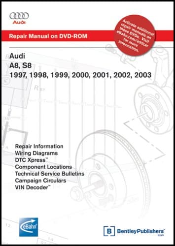 Audi A8, S8 1997, 1998, 1999, 2000, 2001, 2002, 2003: Repair Manual on DVD-ROM (Windows 2000/XP)