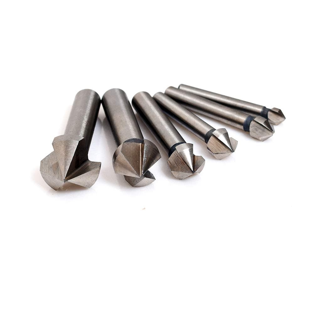 Woodworking Router Bits, 90 Degree V Groove Cutting Tools HHS 3-Flute CNC Engraving Bit Grooving Router Bits, 6.3mm(1/4), 8.3mm(1/3), 10.4mm(2/5), 12.4mm(12/25), 16.5mm(13/20), 20.5mm(4/5)