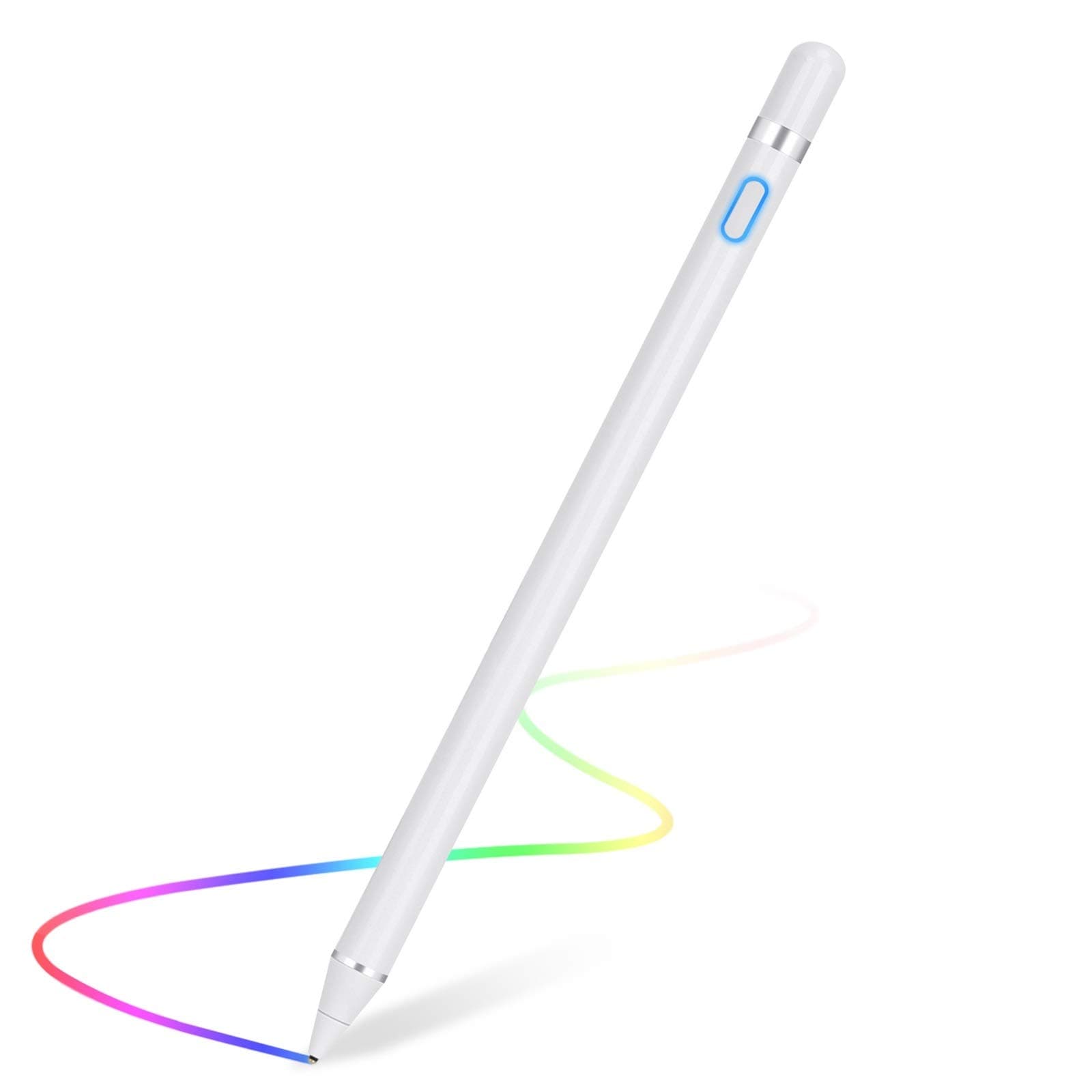 Stylus Pen for Touch Screens Rechargeable 1.5mm Fine Point Active Stylus Pen Smart Pencil Digital Compatible iPad and Most Tablet (White) (White)