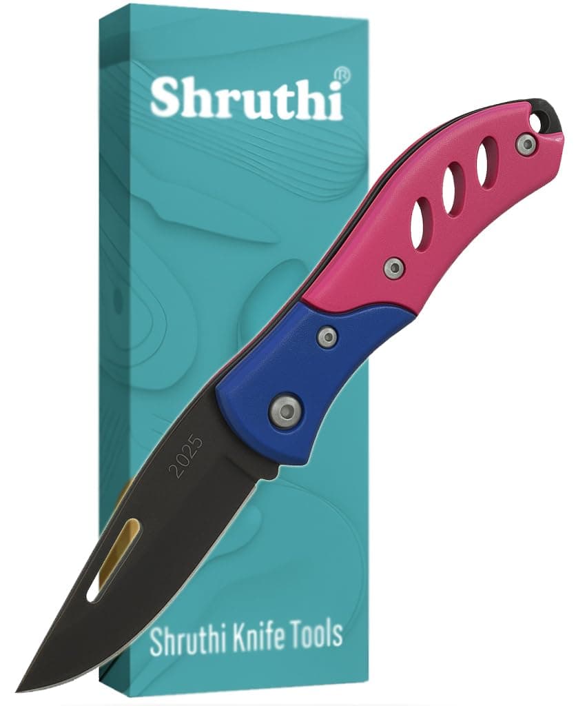 Shruthi Dual Dynamo Pink Carbon Steel Foldable Knife (Manual) For Kitchen, Home,Travel and Office Tool Carbon Steel pack of 1