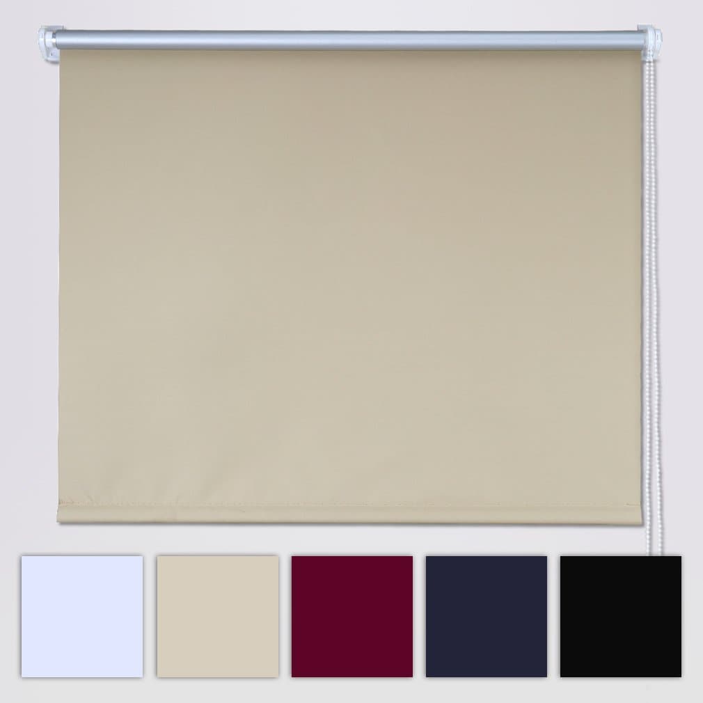 Adjustable Blackout Roller Blinds - Beige with Size 100 x 230cm