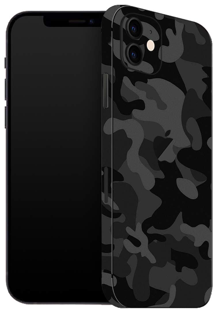 GADGETSWRAP Printed Vinyl Mobile Wrap Compatible with iPhone 12 Skin for Back and Sides - Black Camouflage-10