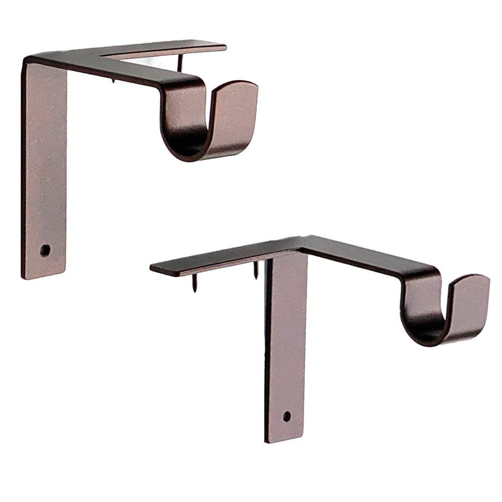 Kwik-Hang Single Curtain Rod Brackets – No Drill, No Damage – Perfect Curtains Every Time – 5/8” Bronze