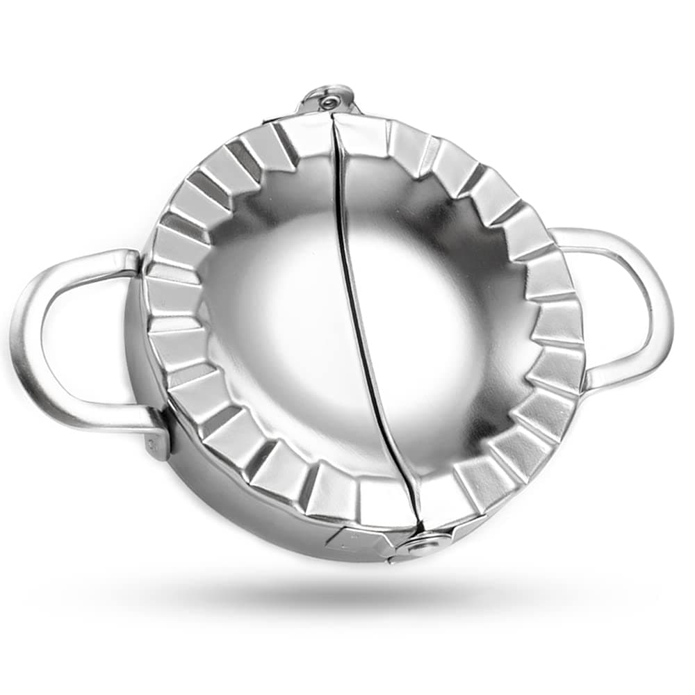 COTEY 4" Dumpling Maker, Large Stainless Steel Empanada Press, 2-in-1 Dough Press / Dumpling Mold for Empanada, Dumpling, Ravioli, Pierogi & Meat Pie