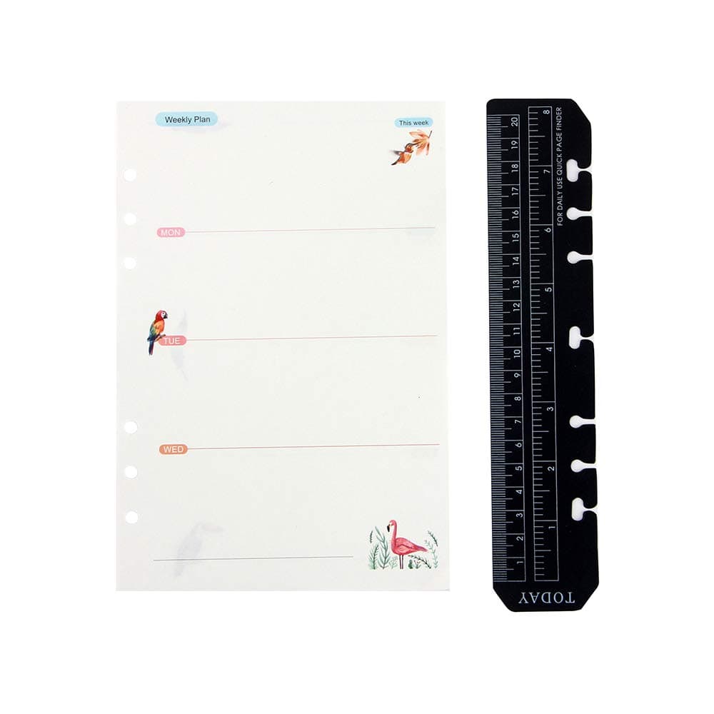 YHH A5 Diary Refill with Ruler Marker, Week to View, NO Dated, 6 Hole Loose Leaf Insert for Undated Planner 6-Ring Binder Agenda Organizer Journal Notebook, Weekly Plan, Weekview White