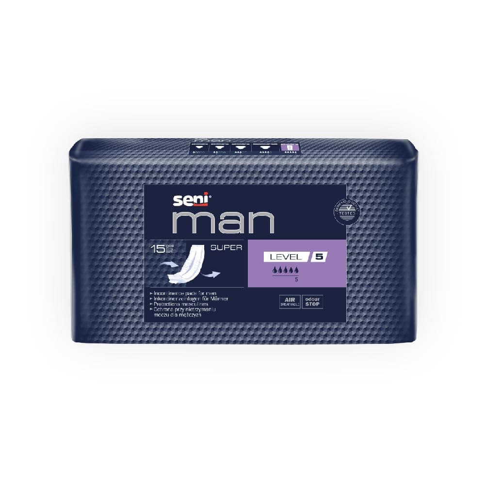 Seni Man Bladder Control Guards Fit Pads - 10 Pieces | High Absorbency, Breathable, Leak-Proof Incontinence Protection & Comfort