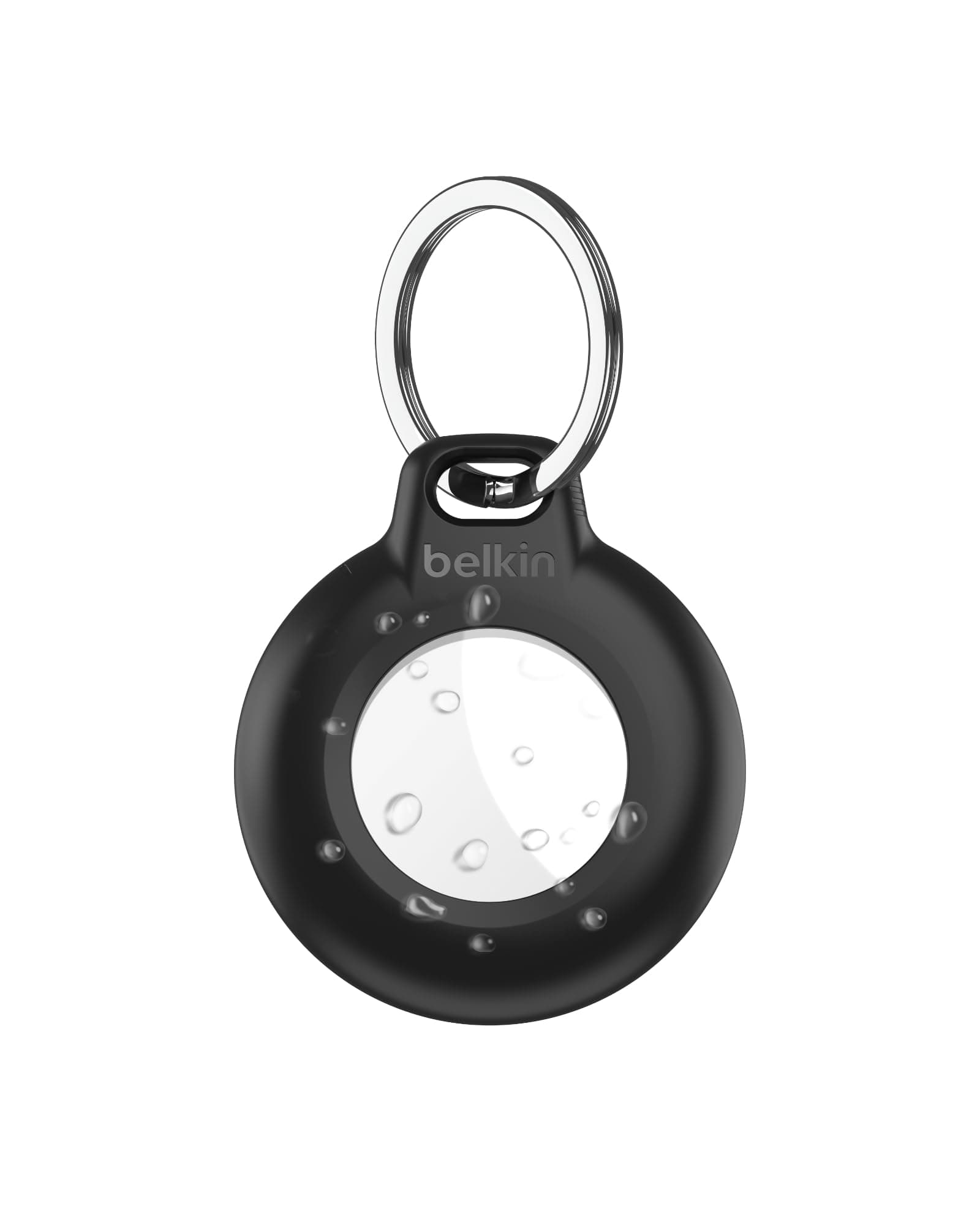 Waterproof Apple AirTag Secure Holder with Key Ring, Durable Scratch-Resistant AirTag Case, Protective AirTag Keychain Accessory for Keys, Pets, Luggage, Backpacks, and More - Black (1-pack)
