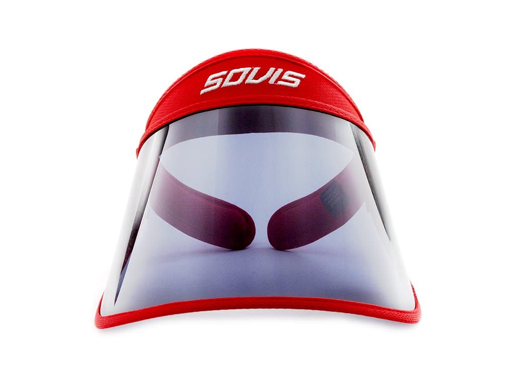 Red Full 5.5" - Facial Protection Sun Cap Solar Visor Hat Worldwide Patented