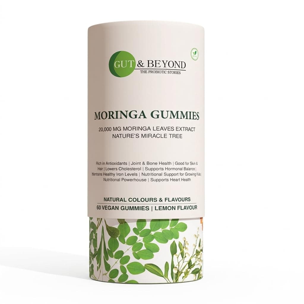 Moringa Gummies 60 Count | Moringa Supplement for Skin, Hair & Eye Health | Energy, Immunity & Brain Support | With Vitamins A C E | Moringa Gummies for Men & Women | Lemon Flavour