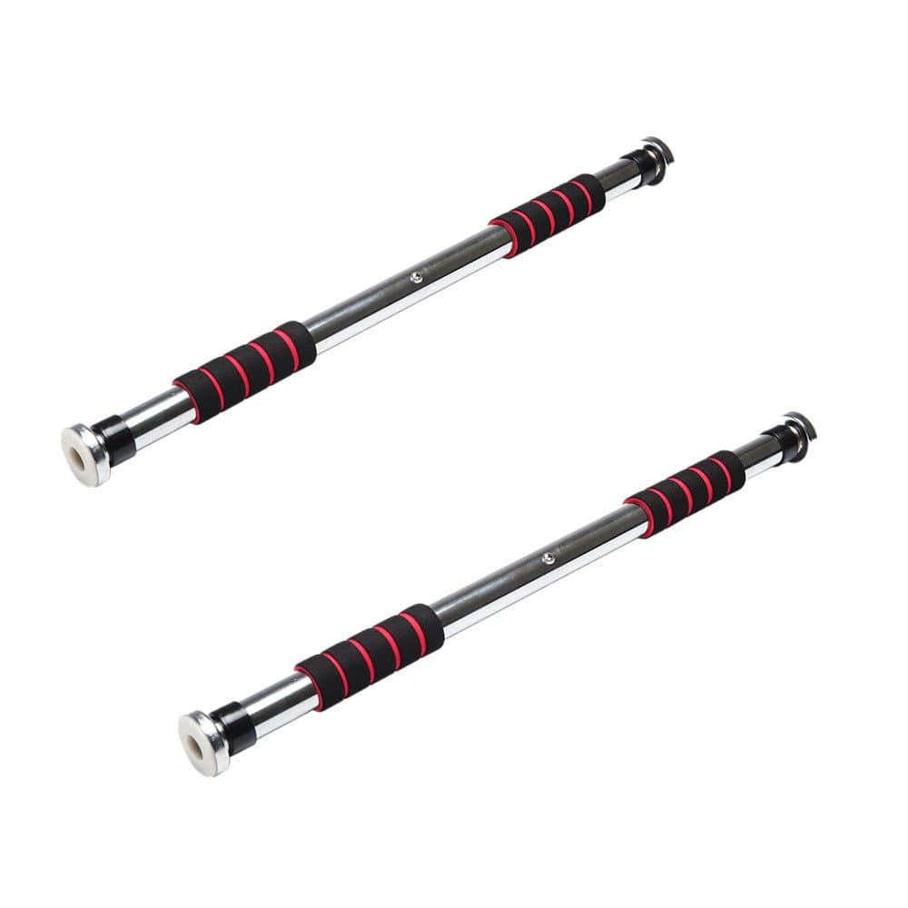 2x MERITON Rod Bar Gym Door Bar Pull Up Bar Door Frame Red