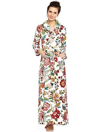 Long Women's Long Terry Robe- Floral - Extra Large