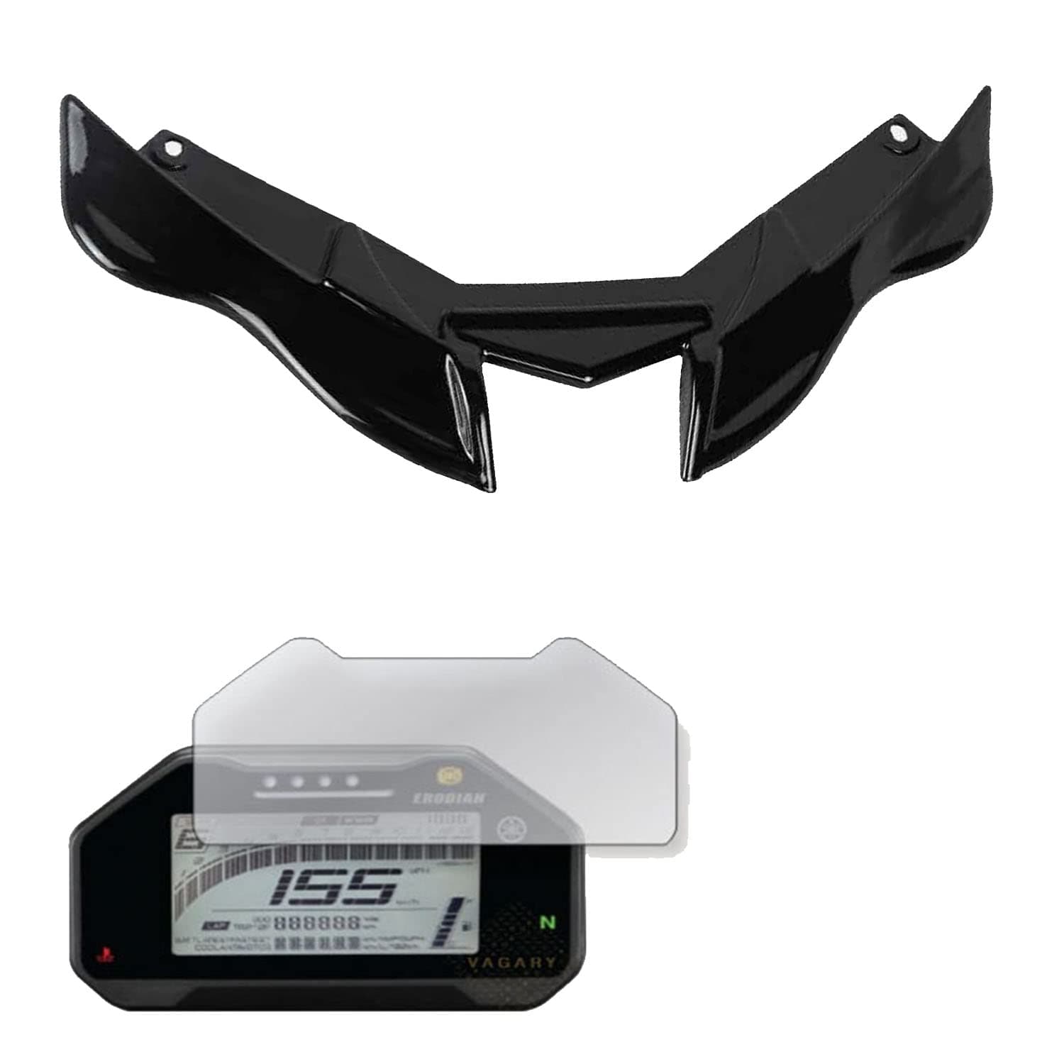 - Vagary Combo Winglet with Screen Protector for Yamaha R15 V4/ R15M (Black)