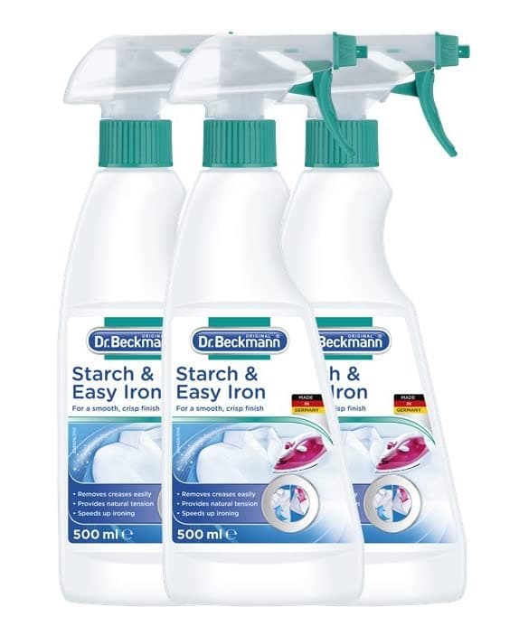 Dr. Beckmann Starch & Easy Iron 500ml | Iron Spray for a Smooth, Crisp Finish | Removes Creases Easily & Speeds Up Ironing | Starch Spray for Cloths | Wrinkle free instantly | Pack of 3