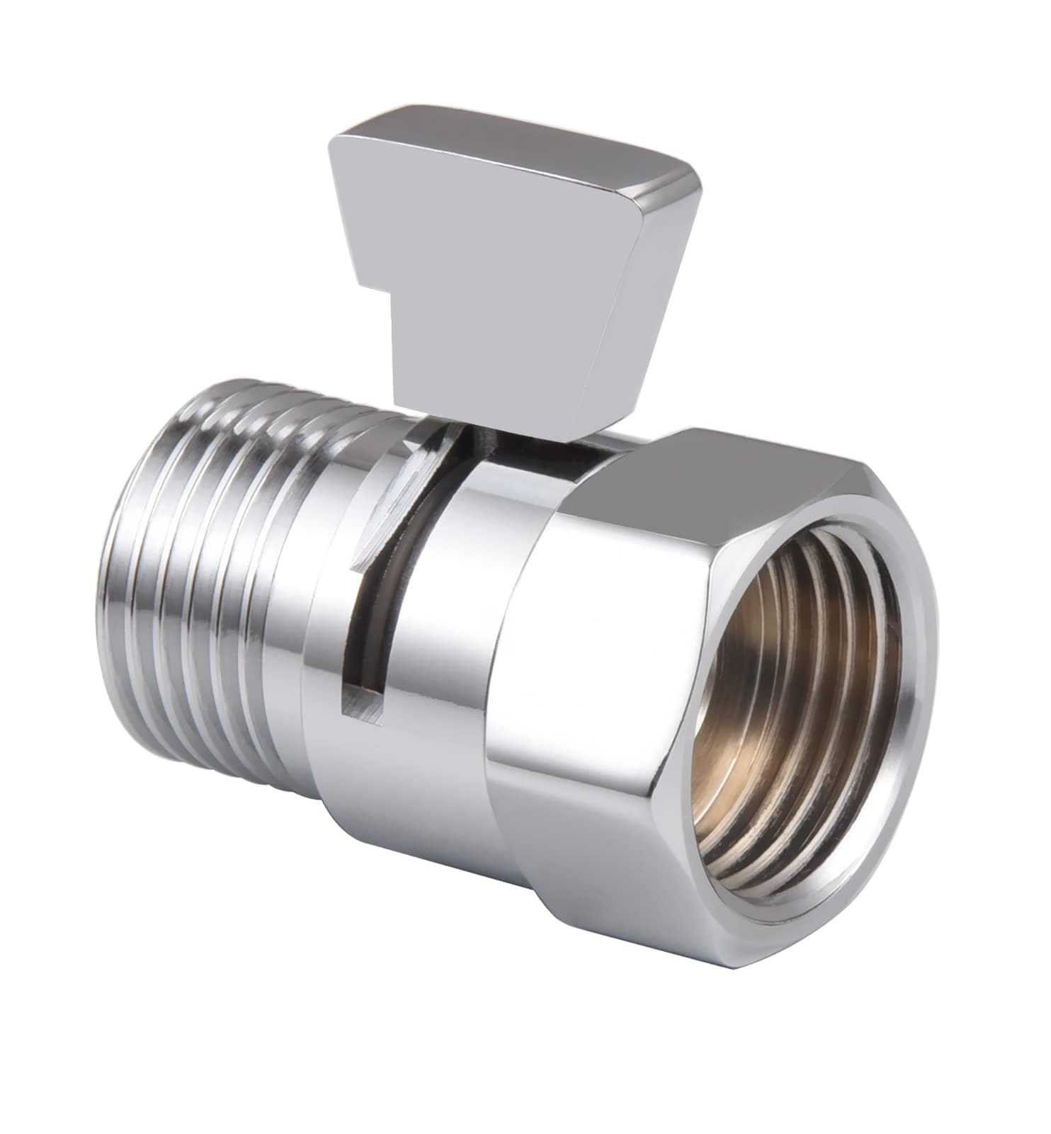 Shower Shut Off Valve, Shower Flow Control Valve,Soild Brass Flow Pressure Regulator for Handheld Shower Head G1/2 Chrome