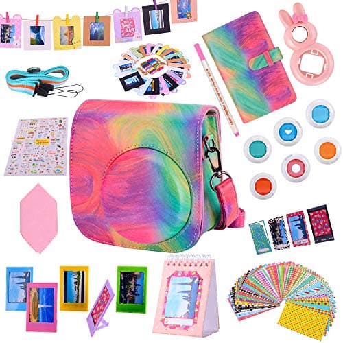 Tiessic Instax Mini 9 Camera Accessories Bundles Compatible with Fujifilm Instax Mini 9 Mini 8 Mini 8+ Camera with Mini 9 Case,108 Photos Mini Photo Album,etc. (Oil Paint,14 Items)