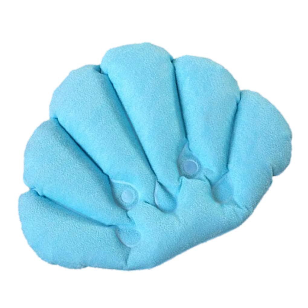 Chunyang Shell Shaped Bath Pillow Suction Cups Home Head Neck Relaxing Inflatable Spa Pillow Bathroom Head Neck Relaxing Pillow