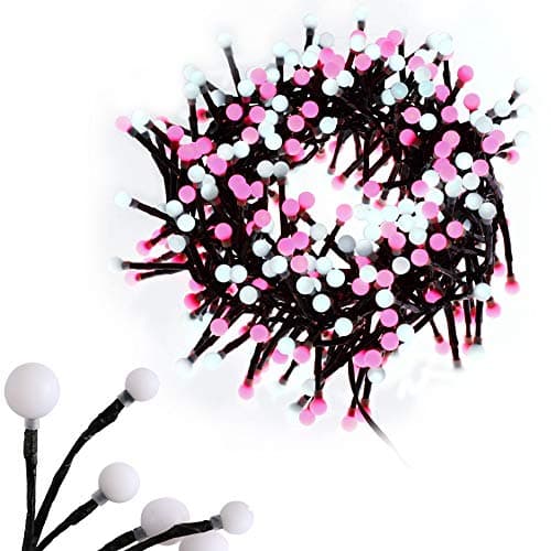LEDGLE Decorative String Lights Fairy Patio Light 9.8ft 400 LEDs Waterproof String Lights for Indoor and Outdoor Use, 8 Lighting Modes, Memory Function-Pink and White Light