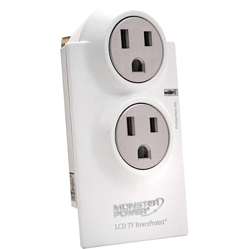 Monster Cable Flatscreen Power Protect 200 Powerstrip 1100 Joule 2 Outlet Clamshell