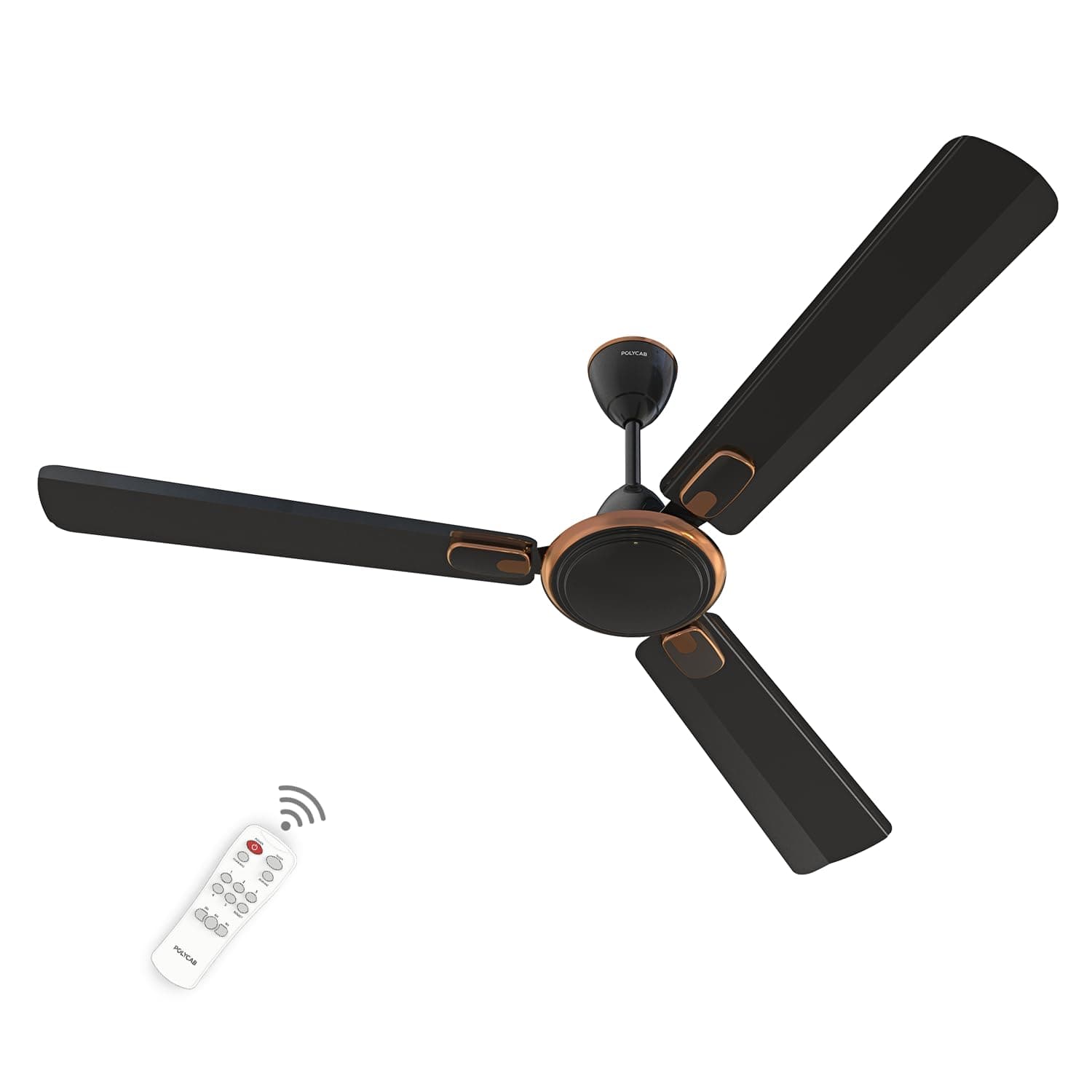 Polycab Zoomer Prime 1200mm 5-Star BLDC, Remote Ceiling fan for home | 100% Copper, High Air Delivery, 6 Speed Setting, Sleep Mode, Reverse Rotation, Boost Technology | 3 Years Warranty【Smoke Brown】