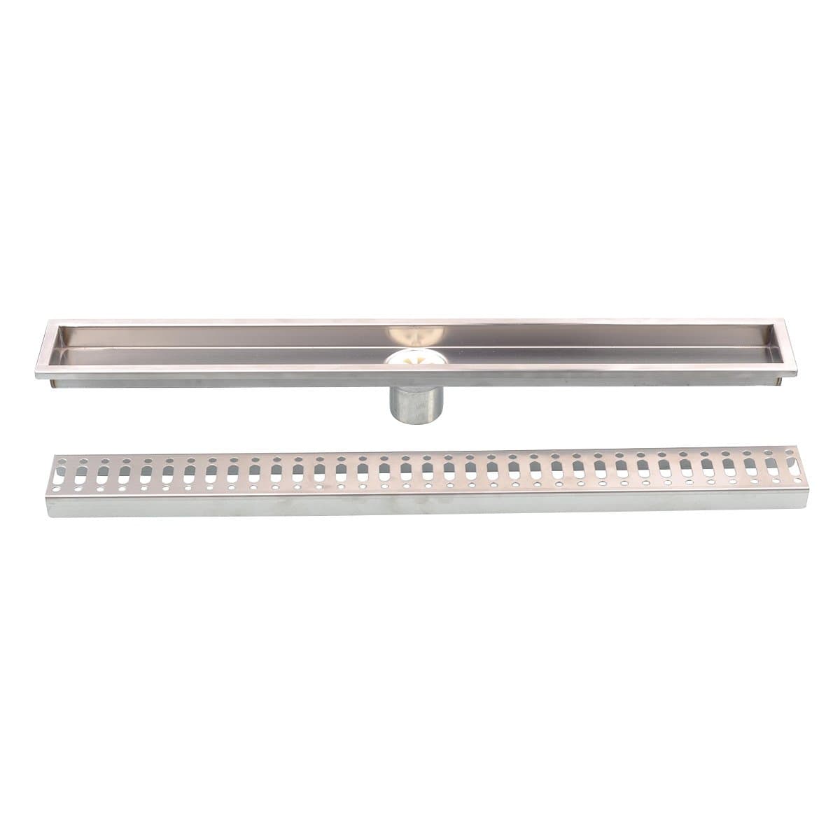 Fyeer Linear Shower Drain Floor Drain Bars Drain Strainers with Removable Grate, 24-Inch, Brushed 304 Stainless Steel
