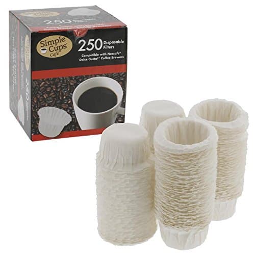 Simple Cups Disposable Paper Coffee Filters (250 pack) - Compatible with Nescafe Nespresso, Melody, Genio/Picolo and Mini Me, NOT Circolo and Esperta - Use your coffee with No Mess and No sediment