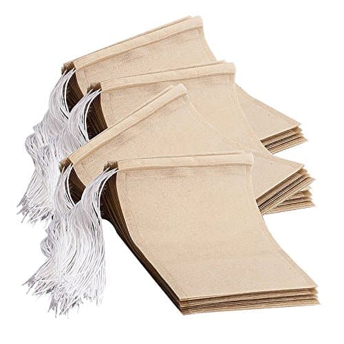 Olewaha Tea Filter Bags, Eco Safe Material Unbleached Tea Filter Bags and Disposable Tea Infuser with Drawstring for Loose Leaf Tea Powder Herbs (unbleached color, 100pcs)
