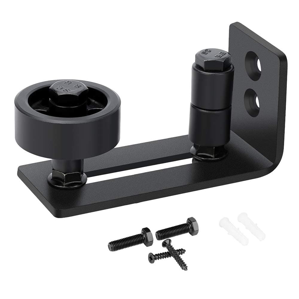 Homode Barn Door Floor Guide Wall Mount, Sliding Door Guide Stay Roller, Flush to Floor, Black Powder Coated Hardware, 8 Setup Options, Fully Adjustable for Barn Doors