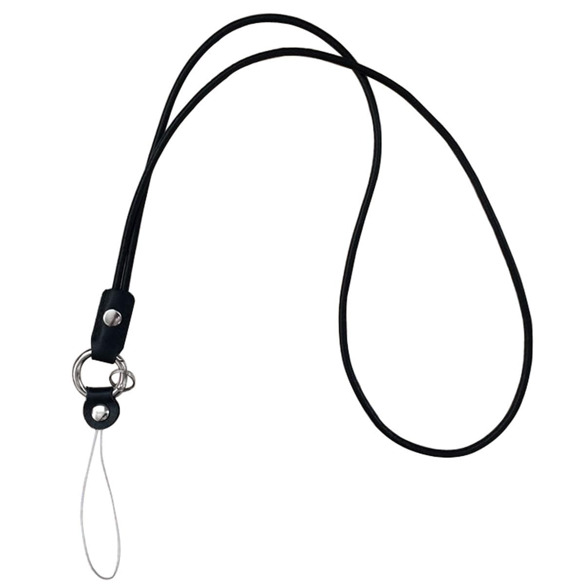 Leather Lanyard Neck Strap, Aileder Neck Lanyards with Split Ring for Keys, Keychain, Mobile Cell Phone, ID Card Badge Holder, USB Drive, Camera, Music Player (A-Black)